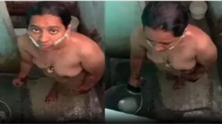 Neighbor caught guntur aunty while bathing naked