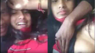 Young guntur telugu college girl boobs pressing porn